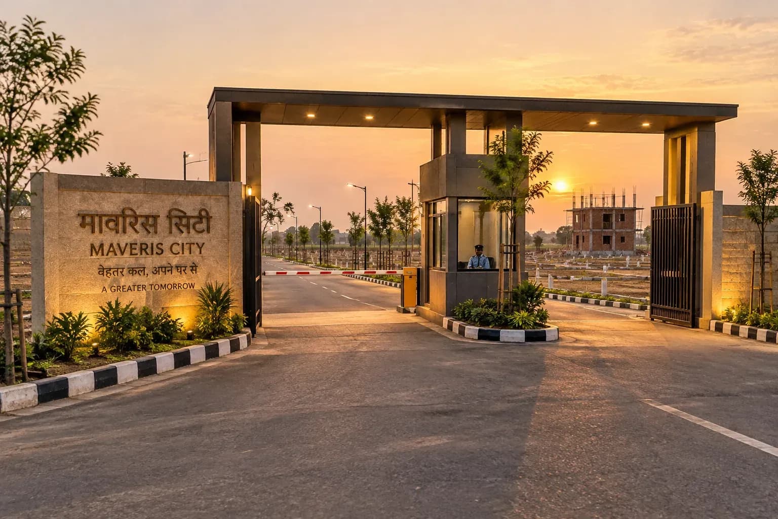 The gated entrance to the township